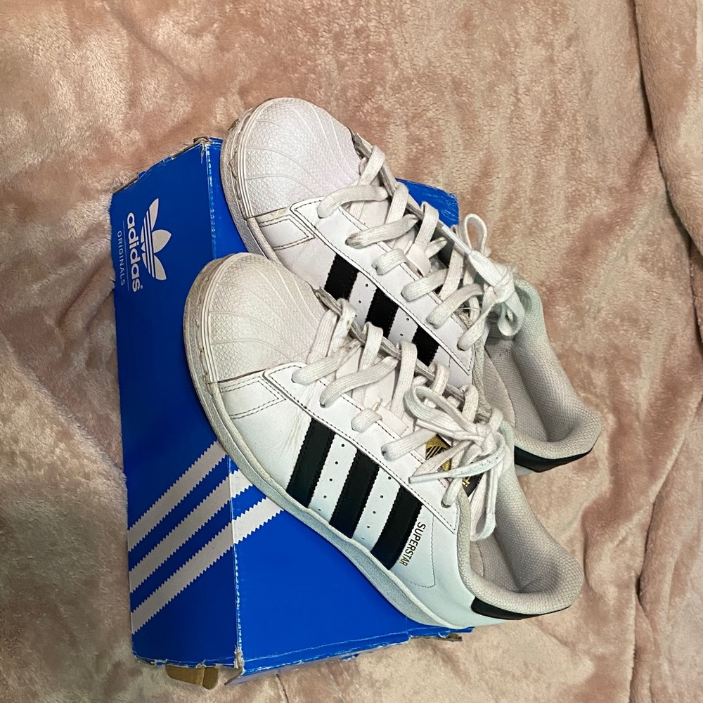 Adidas Superstar White and Black Shoes